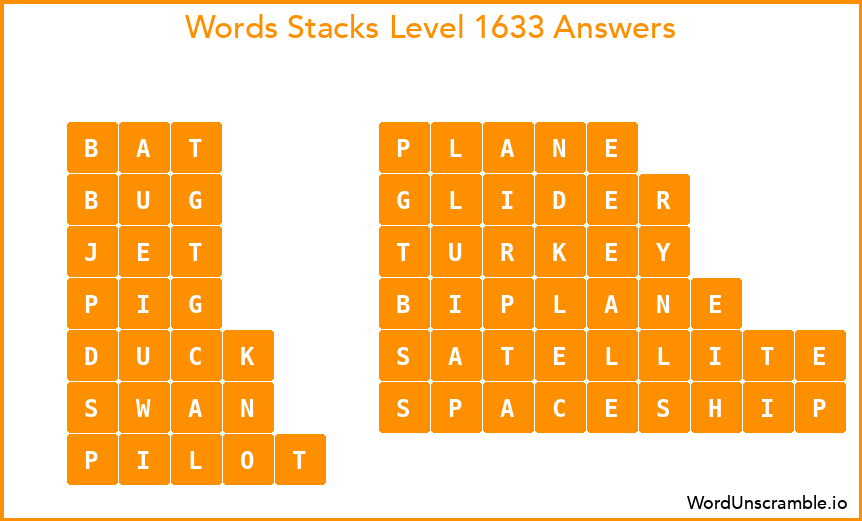 Word Stacks Level 1633 Answers