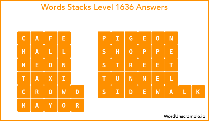 Word Stacks Level 1636 Answers