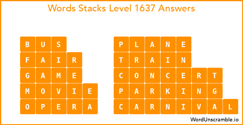 Word Stacks Level 1637 Answers