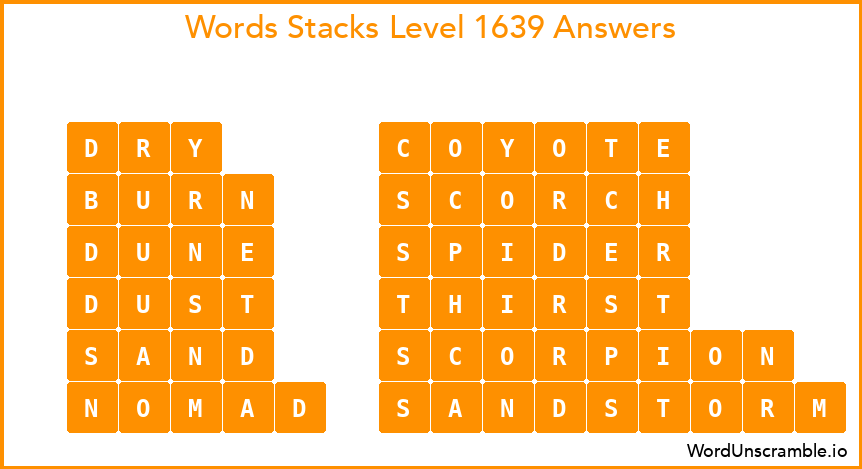 Word Stacks Level 1639 Answers
