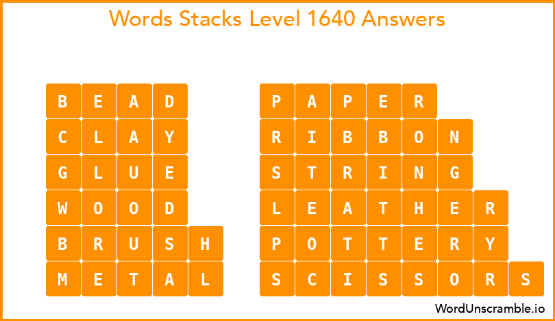 Word Stacks Level 1640 Answers