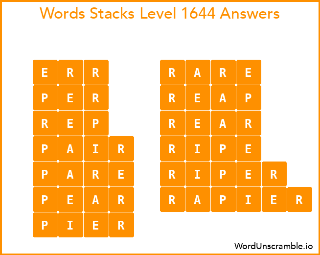 Word Stacks Level 1644 Answers
