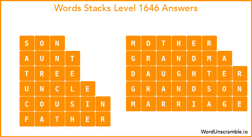 Word Stacks Level 1646 Answers