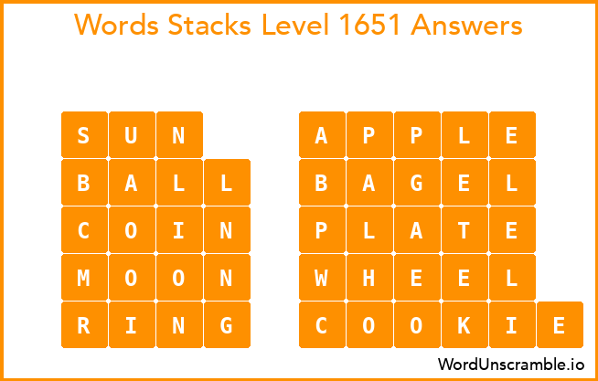 Word Stacks Level 1651 Answers