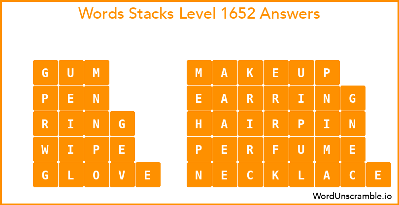 Word Stacks Level 1652 Answers