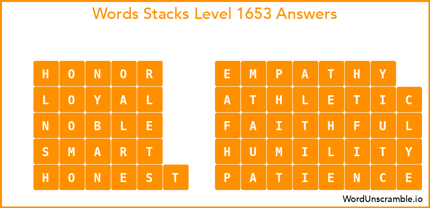 Word Stacks Level 1653 Answers
