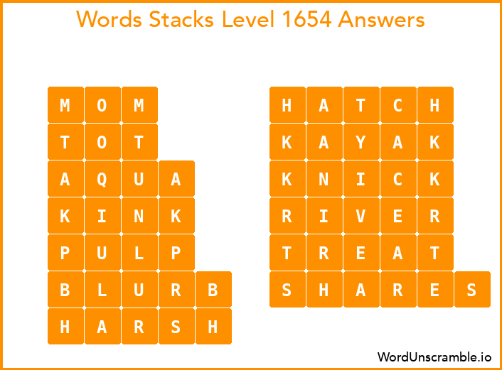 Word Stacks Level 1654 Answers