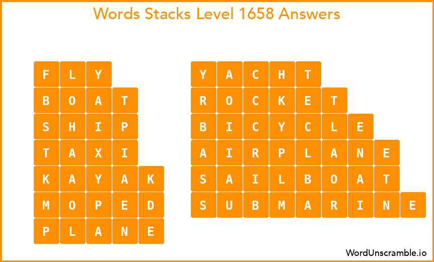 Word Stacks Level 1658 Answers