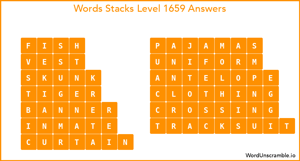 Word Stacks Level 1659 Answers
