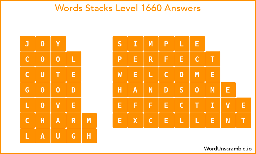 Word Stacks Level 1660 Answers