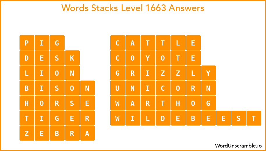 Word Stacks Level 1663 Answers