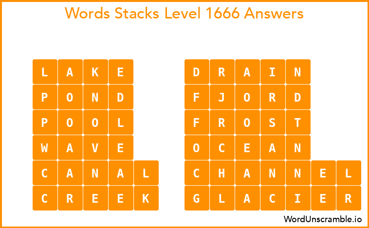 Word Stacks Level 1666 Answers