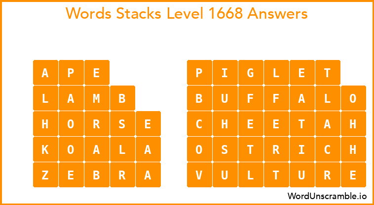 Word Stacks Level 1668 Answers