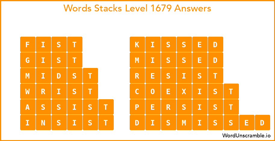 Word Stacks Level 1679 Answers