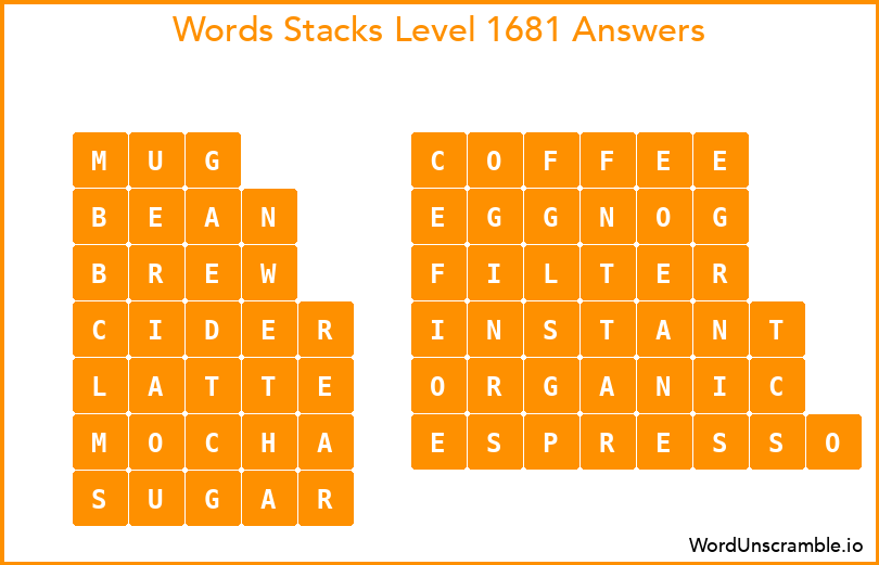 Word Stacks Level 1681 Answers