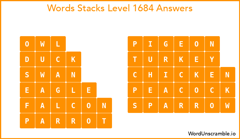 Word Stacks Level 1684 Answers