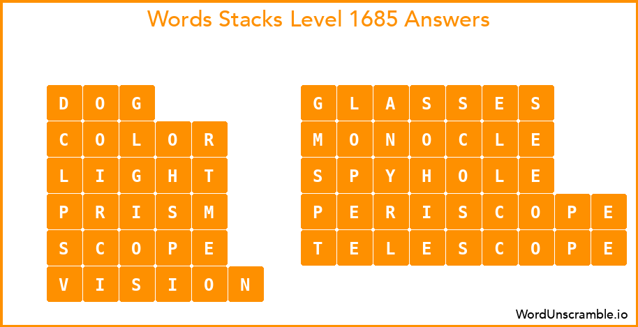 Word Stacks Level 1685 Answers