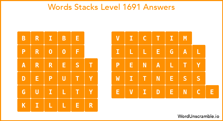 Word Stacks Level 1691 Answers