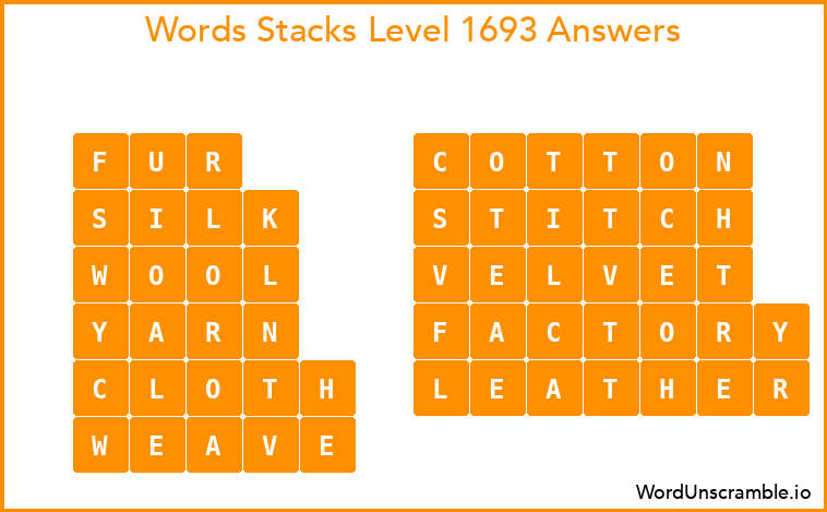 Word Stacks Level 1693 Answers