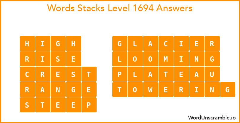 Word Stacks Level 1694 Answers