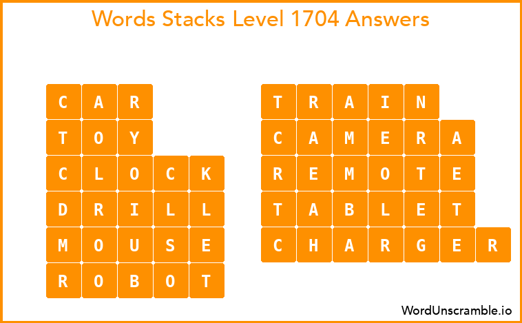 Word Stacks Level 1704 Answers