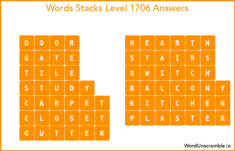 Word Stacks Level 1706 Answers