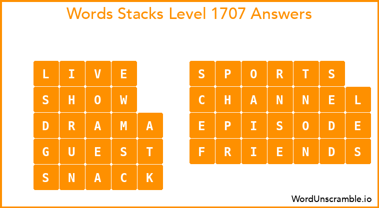 Word Stacks Level 1707 Answers