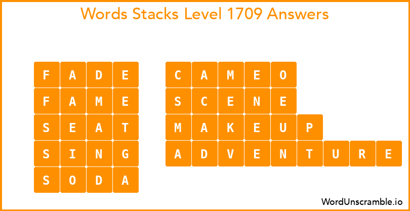 Word Stacks Level 1709 Answers