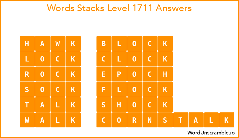Word Stacks Level 1711 Answers