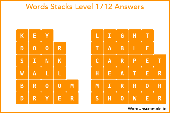 Word Stacks Level 1712 Answers