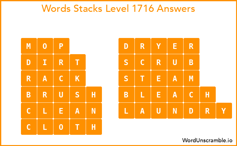 Word Stacks Level 1716 Answers