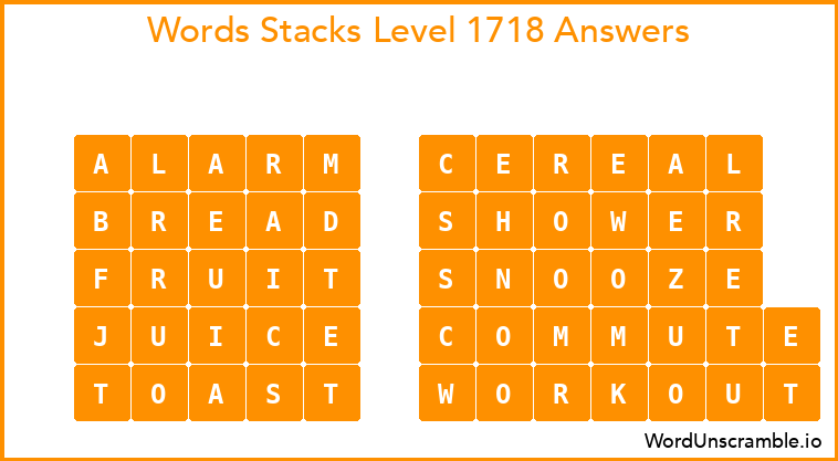Word Stacks Level 1718 Answers