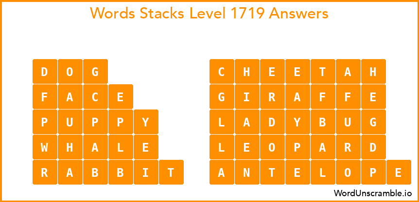 Word Stacks Level 1719 Answers