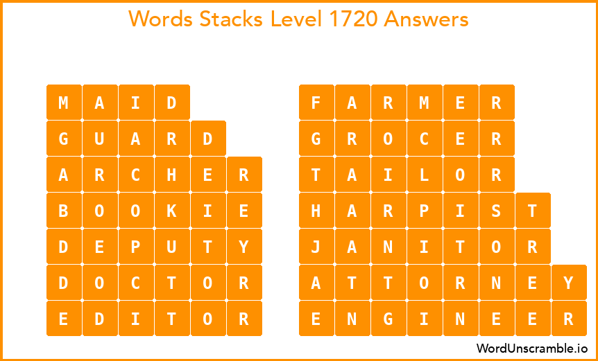 Word Stacks Level 1720 Answers