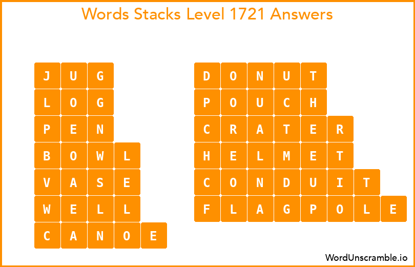 Word Stacks Level 1721 Answers
