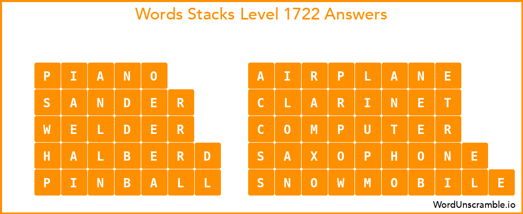 Word Stacks Level 1722 Answers
