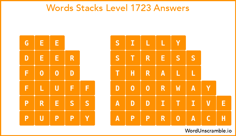 Word Stacks Level 1723 Answers