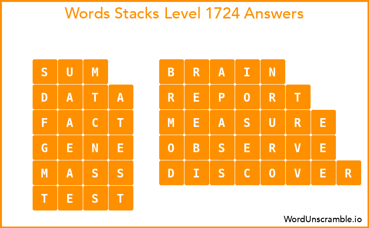 Word Stacks Level 1724 Answers