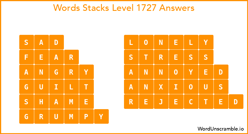 Word Stacks Level 1727 Answers