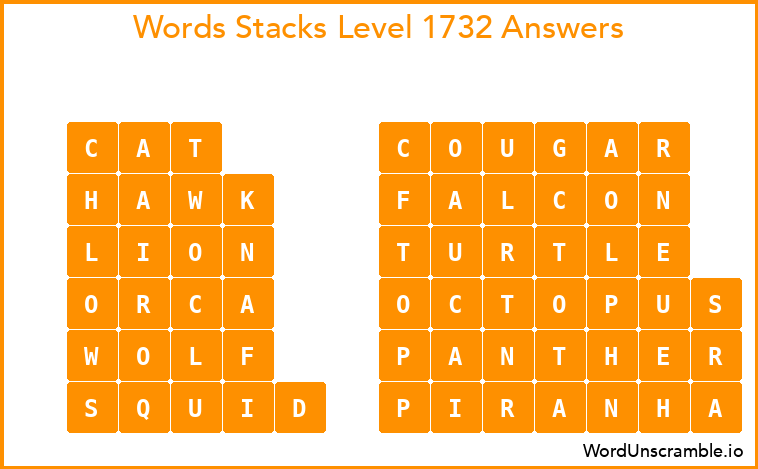 Word Stacks Level 1732 Answers