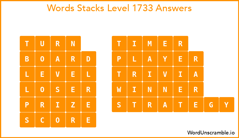 Word Stacks Level 1733 Answers