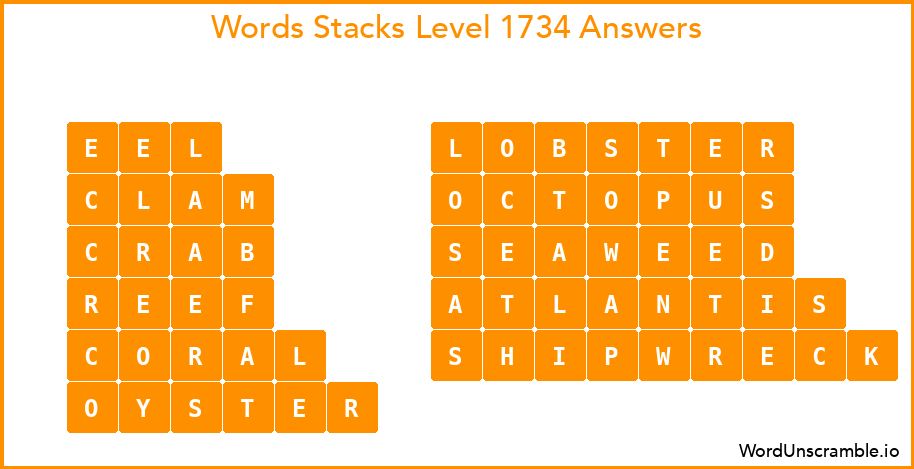 Word Stacks Level 1734 Answers