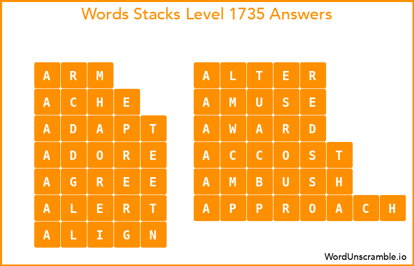 Word Stacks Level 1735 Answers