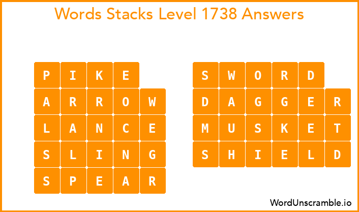Word Stacks Level 1738 Answers
