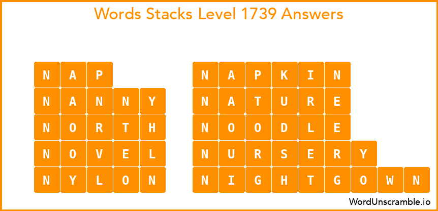 Word Stacks Level 1739 Answers