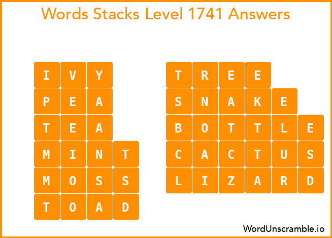 Word Stacks Level 1741 Answers