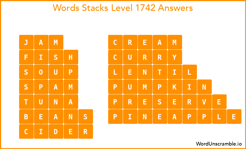 Word Stacks Level 1742 Answers
