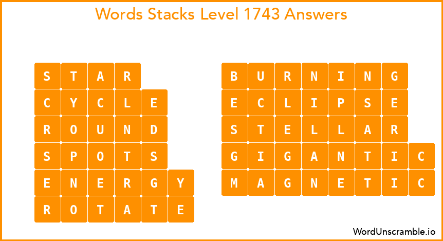 Word Stacks Level 1743 Answers