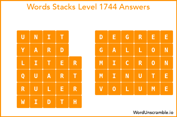 Word Stacks Level 1744 Answers
