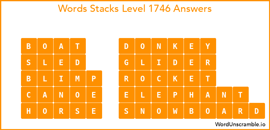 Word Stacks Level 1746 Answers